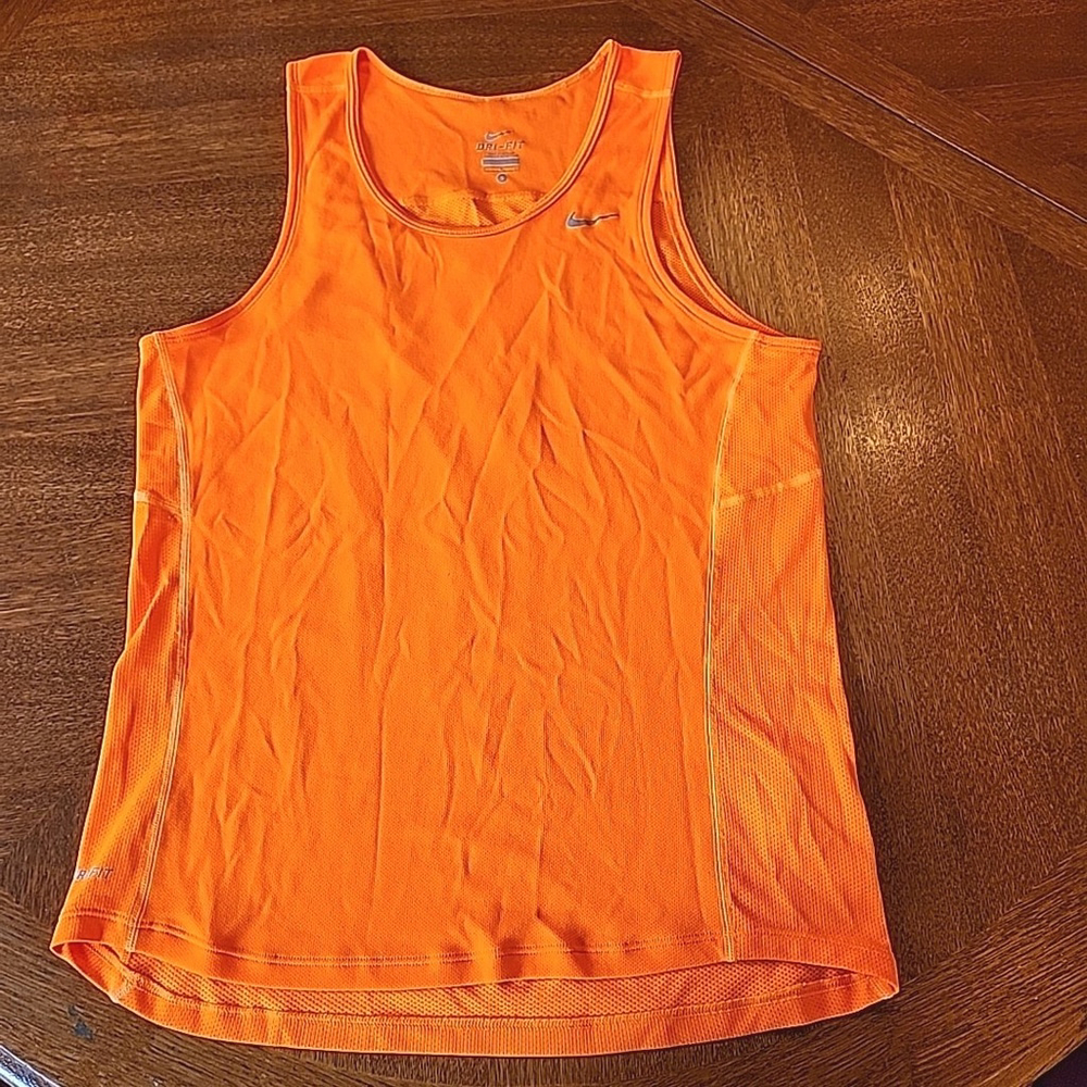 Nike Dri-Fit Flourescent Orange Running Tank Size Small